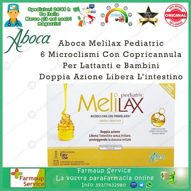 Aboca Melilax Pediatric - 12 Confezioni Da 6 Microclismi Per Lattanti E Bambini, Protezione Mucosa