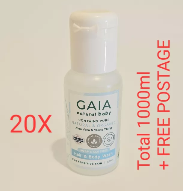 Gaia Mini Traveller Pack 50ml Hair & Body Wash Natural & Organic + FREE Postage