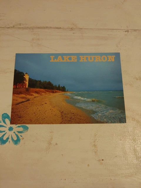 Vintage Lake Huron, Forty Mile Lighthouse. Michigan Postcard