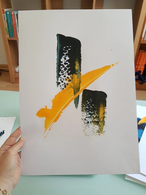 Modern abstract acrylic on paper 30cm/42cm