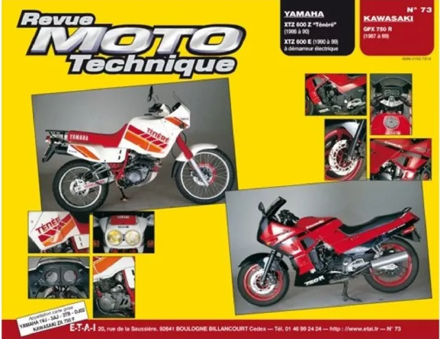 ▄▀▄ REVUE MOTO TECHNIQUE KAWASAKI GPX 750 de 1987 à 1989 - RMT 73 ▄▀▄
