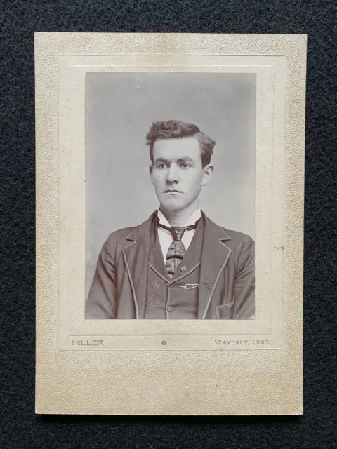 Antique Waverly Ohio Handsome Man Cabinet Photo Card