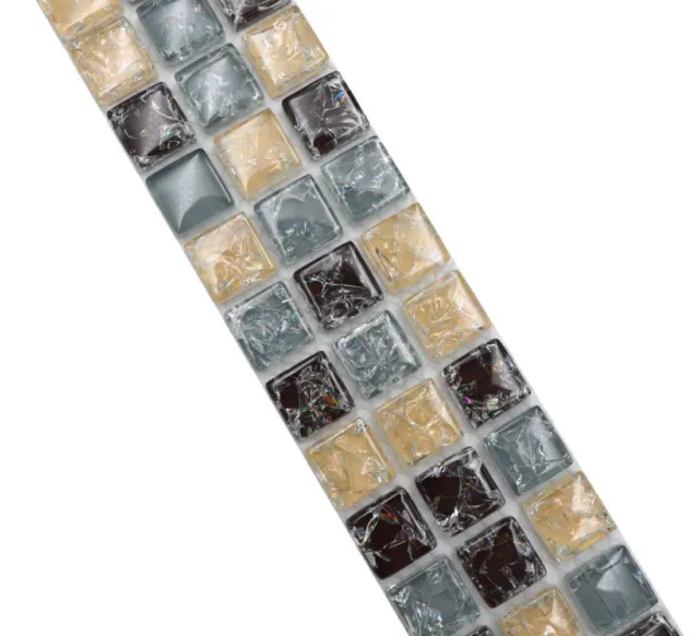 Bordo mosaico bordo mosaico vetro rotto mix grigio beige marrone WB92BOR-1302