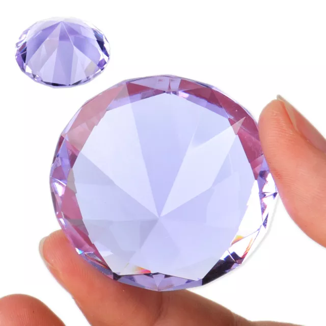 40mm Purple Crystal Glass Cut Diamond Jewel Paperweight Wedding Decoration sp