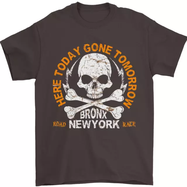 T-shirt da uomo moto Biker Skull Here Today 100% cotone