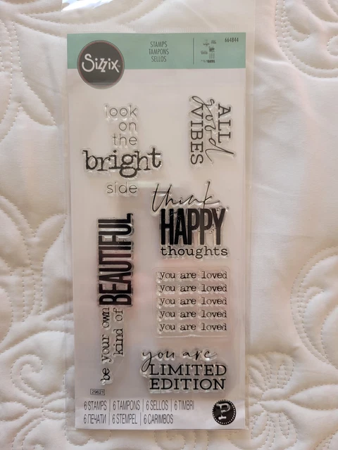 Sizzix Clear Stamps Set Good Vibes No 2 Happy Bright Love crafting card making