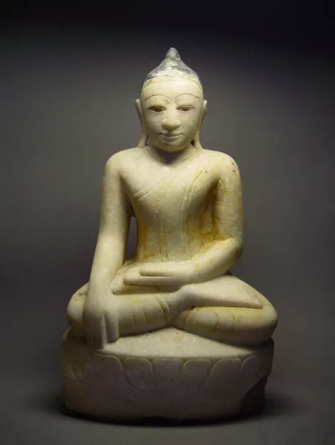 ANTIQUE BURMESE SHAN STATES MARBLE STATUE OF BUDDHA, MYANMAR, 19th C.