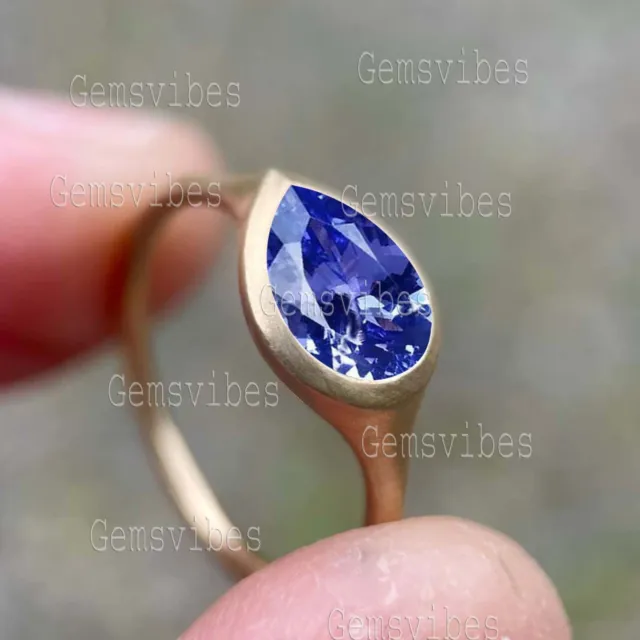 Simple Délicat Tanzanite Bague pour Femmes Amour Cadeau Solide 925 en Argent