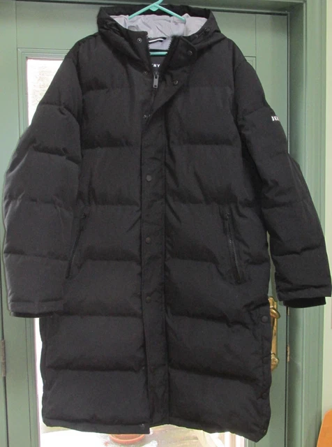 DKNY Mens Black Full Zip Insulated Double Vented Hooded L/S Puffer Jackets Sze M