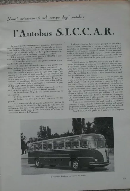 Autobus Siccar 1952 Scheda Caratteristiche Tecniche