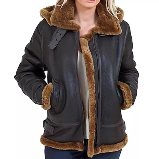 Womens B3 Sheepskin RAF Jacket 100% Pilot Flying Fur Ladies Aviator Jacket