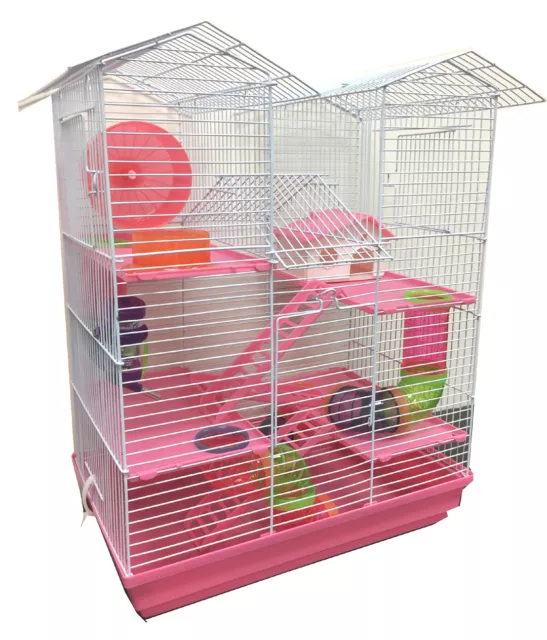 Large Pink Twin Tower Hamster Habitat Rodent Gerbil Mouse Mice Degu Rats Cage