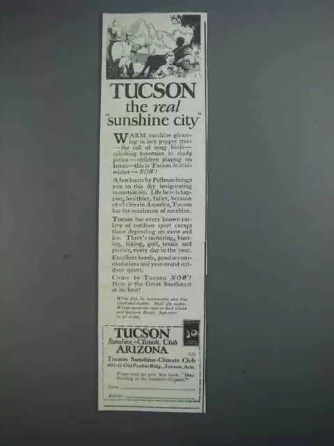 1927 Tucson Arizona Ad - The Real Sunshine City