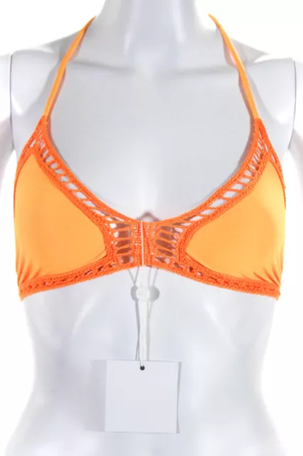 Acacia Swimwear Womens Crochet Trim Triangle Bikini Neon Orange Size XL Large 2