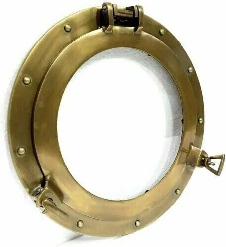 Vintage Brass 12" Porthole Window Maritime Nautical Ship Port Glass Wall Decor