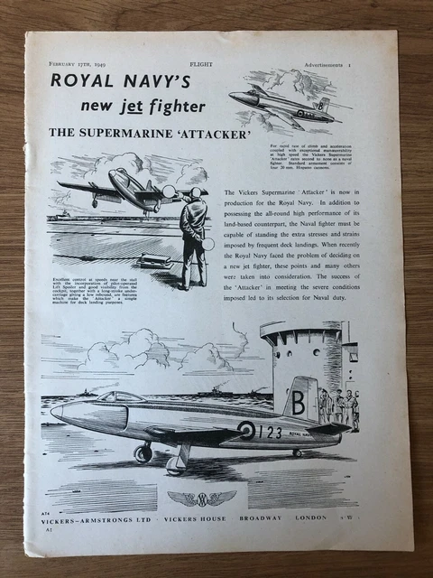 STA25 Advert 11x8 Vickers-Armstrongs Ltd. The Supermarine Attacker Fighter
