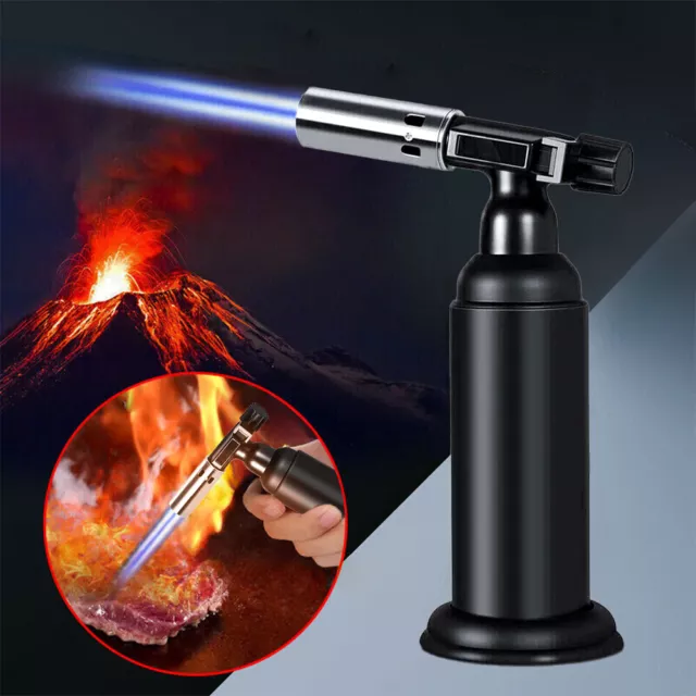 Windproof Large Butane Torch with Ignitor, Adjustable Refillable, Dual Jet Flame