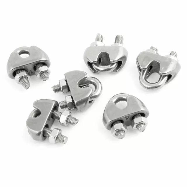 Pcs6 En Acier Inoxydable 4mm  5/81.3 Cm Câble Cordes Clip De Serrage Ton Argent