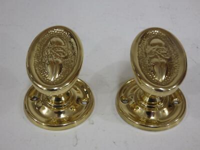 Superior brass 7062 polished brass Nouveau,Deco knob set,2 knobs and backplates