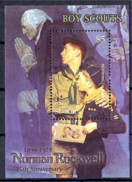 St Kitts 2003 Norman Rockwell Scouts Scouting m s MNH