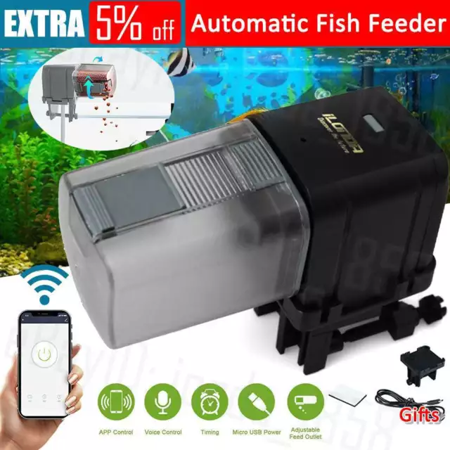 WiFi Automatic Fish Food Feeder Pet Feeding Aquarium Tank Pond Auto Dispenser AU