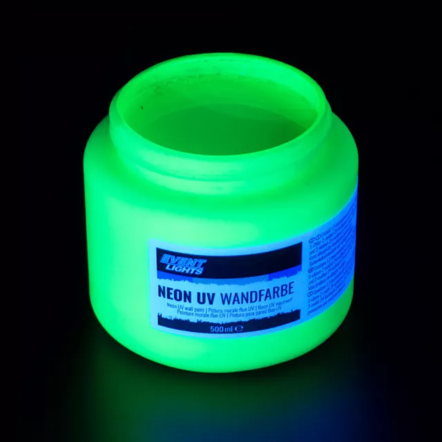 Neon UV Wandfarbe 500 ml GRÜN - Schwarzlicht Farbe - UV Leuchtfarbe 2