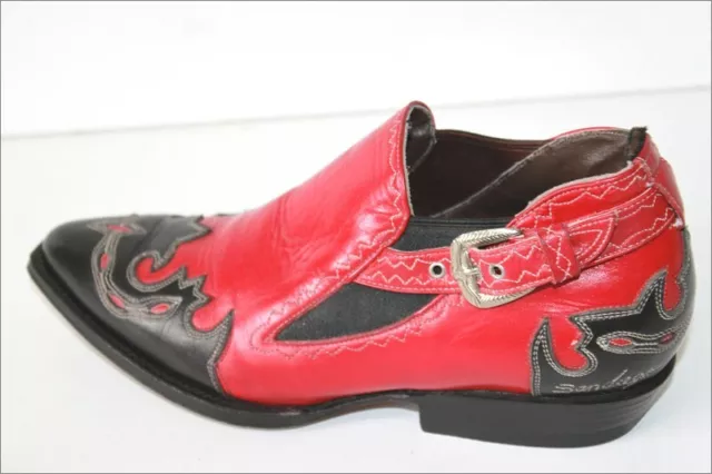 SAN DIEGO  Bottines Boots Pointues Cuir Rouge et Noir T 36 TBE