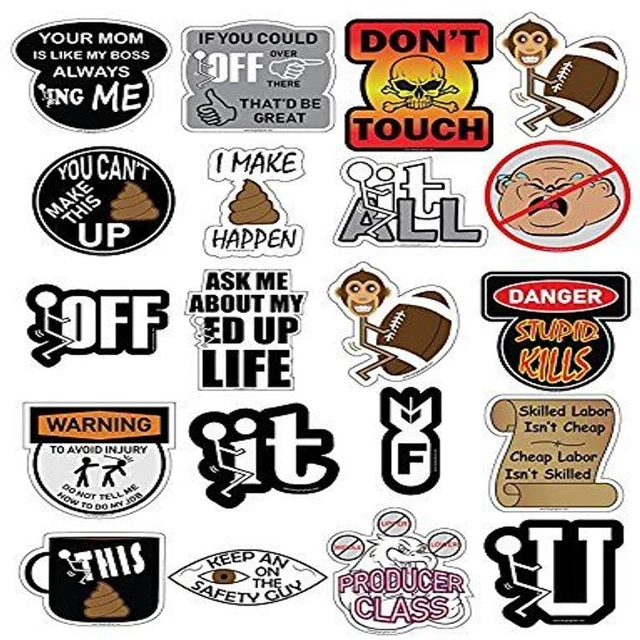 1 Set XL (20pcs) Hard Hat, Tool Box Stickers Funny | extra_Large, Design 2