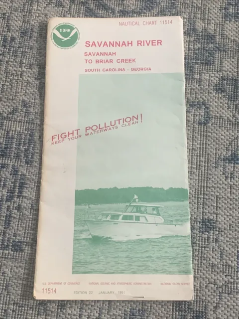 1991 NOAA Savannah River Nautical Chart 11514 Savannah to Briar Creek