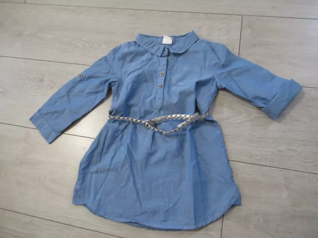 Robe tunique bleue + ceinture argentée Taille 12 - 18 mois H&M