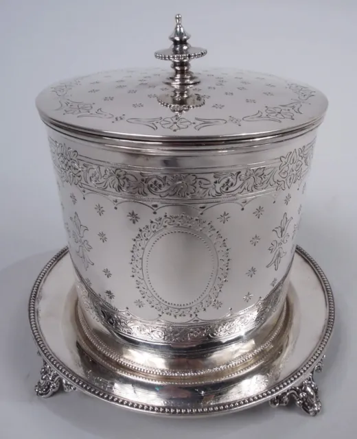 Henry Holland Biscotto Barattolo Antico Vittoriano Inglese Argento Sterling 1872