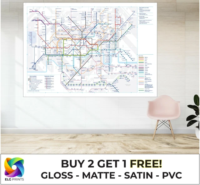 LAMINATED LONDON TUBE Map Detailed Large Poster Art Print Gift A1 A2 A3