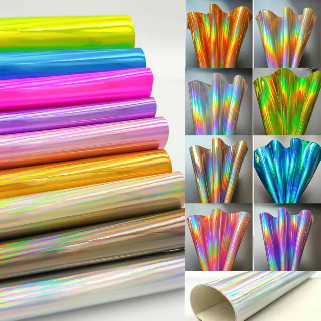 Laser Holographic Rainbow PU Leather Fabric For Sewing Bag Clothing Material DIY