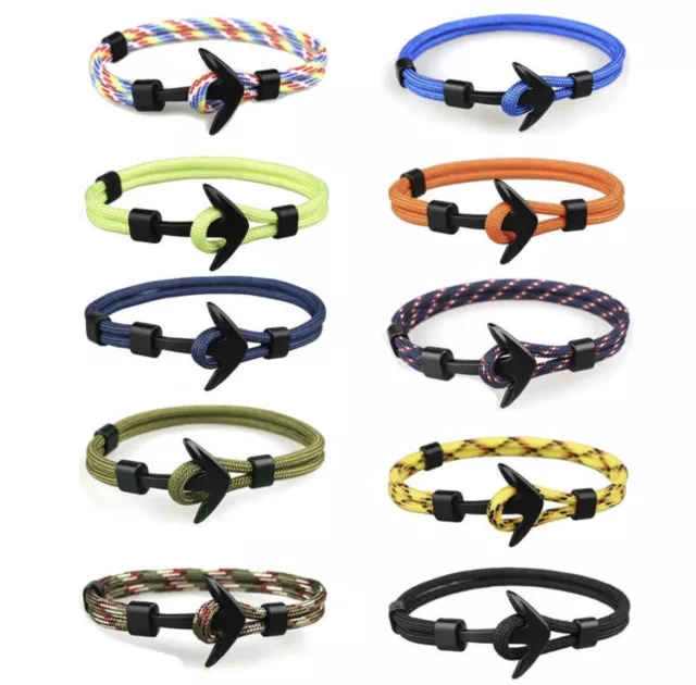 Anchor Hook Rope Bracelet Multilayer Wristband Wrap Around Bangle 19-21cm