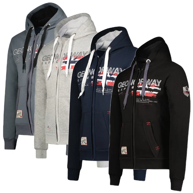 Geographical Norway felpa uomo cappuccio GISLANDE full zip ricamo logo 2 tasche