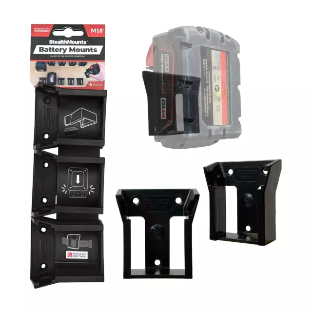 StealthMounts Powertool Batteriehalterungen für Milwaukee M18 18 V Batterien (5er-Pack)