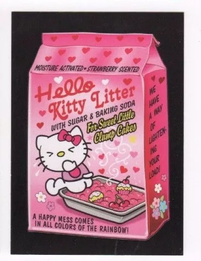 2017 Wacky Packages 50th Anniversary red ludlow back Hello Kitty Litter 04/25