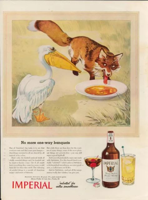 1944 Whiskey Alcohol Imperial Blend Vintage Print Ad Albert Staehle Fox Pelican