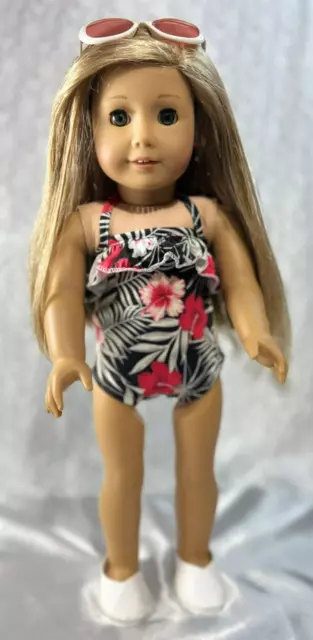 Doll Swim Suit One-Piece Sunglasses Tropical Fits American Girl & 18-inch Dolls