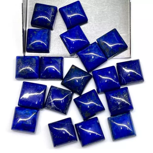 19 Stück Natürlich Unbehandelt Lapislazuli 10mm Quadrat Lose Cabochon Edelsteine