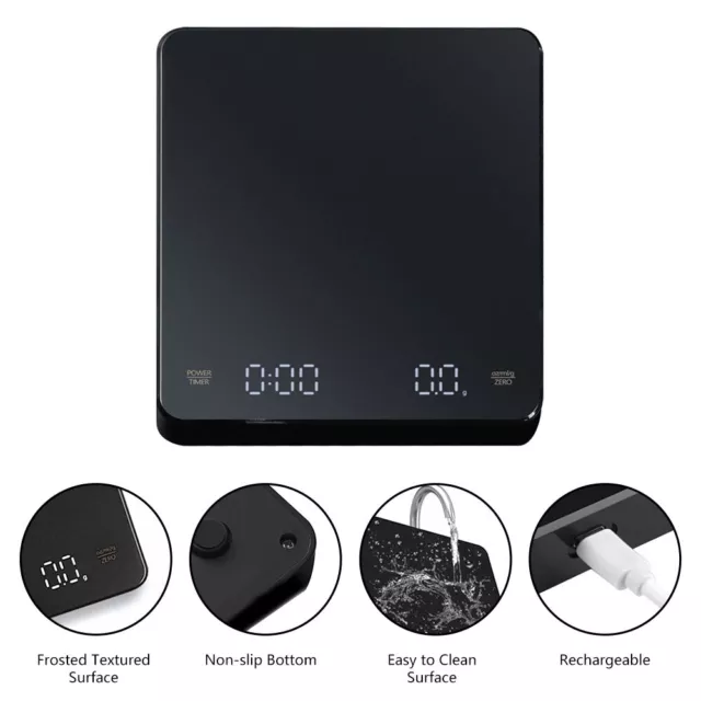 Chwares Digital Kitchen Scales,usb Charging, 3kg/0.1g Mini Food Scales,  Electric Cooking Scales, Waterproof Digital Scale Usb Rechargeable,lcd  Display