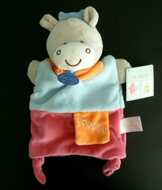 P1. Doudou Et Compagnie Marionnette Ane Cheval Bleu Rose Motif Coucou - Neuf