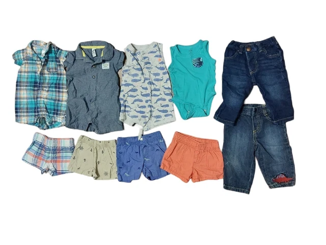 Baby Boy Clothes Lot 10 Pieces Size 3-6 Months Rompers Shorts Jeans One Piece