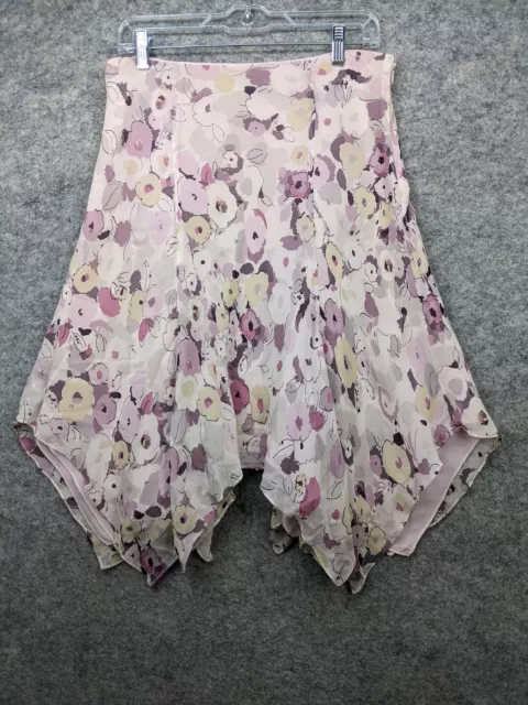 Express Skirt Womens 8 Multicolor Floral Silk Chiffon Asymmetric Hem Boho