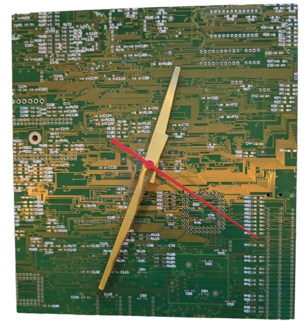 Circuit Board Analog Wall Clock Works Rectangular