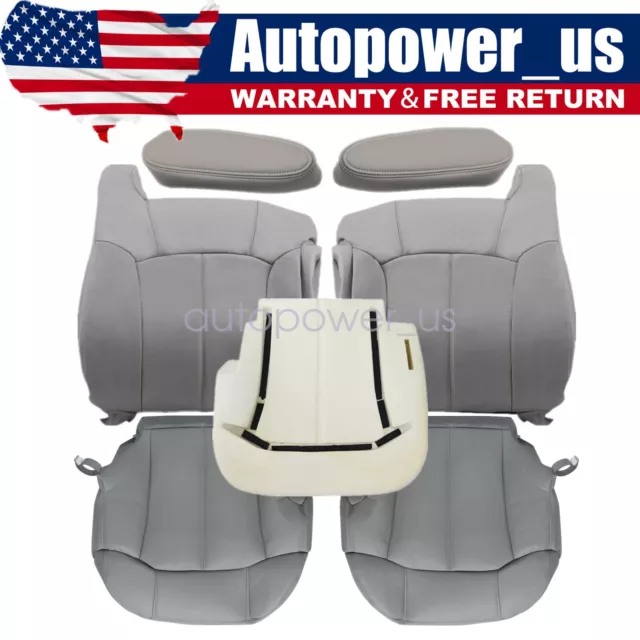 For 1999-2002 Chevy Tahoe Suburban Front Leather Seat Cover Gray & Foam Cushion