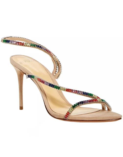 Alexandre Birman Womens Polly Crystal Embellished Slingback Sandal 35 Nude/Multi