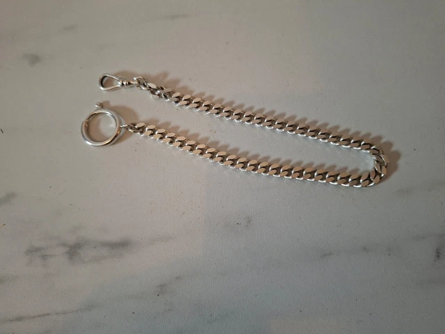Chaîne De Montre à Gousset En Métal Argenté - Vintage - Très Bon état
