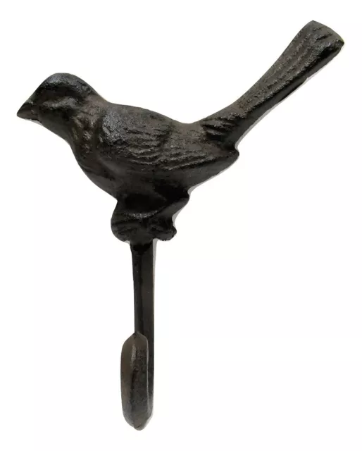 Single Rustic Vintage-Style Rustic 5" Cast Iron Bird Coat Hook Cabin Mud Room