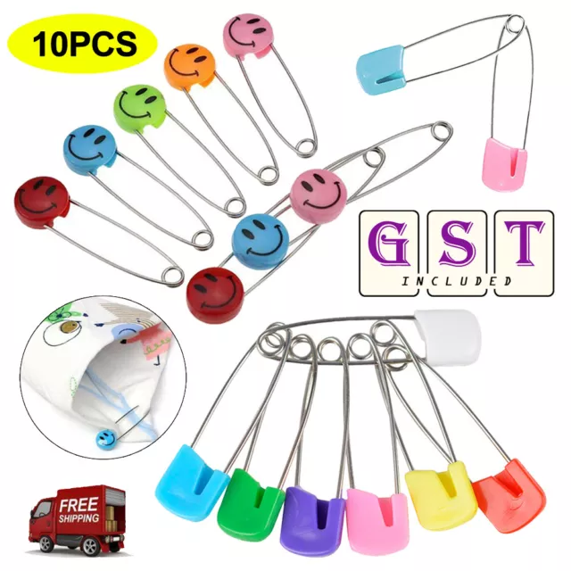 10/15X Large Baby Nappy Safety Pins Dress Clothing Nappy Hold Clip Tool 40-55mm